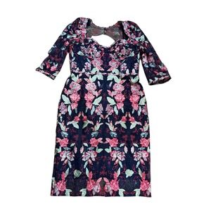 Marchesa Notte navy blue cocktail dress, size 14